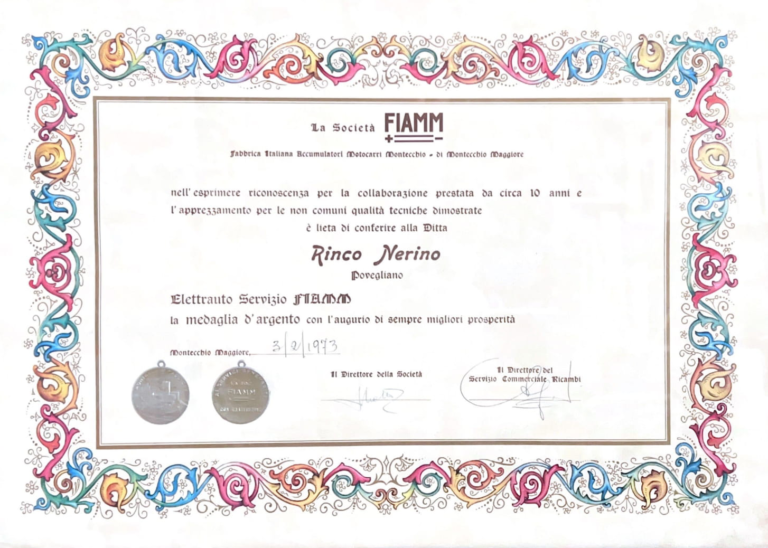 CERTIFICATO FIAMM