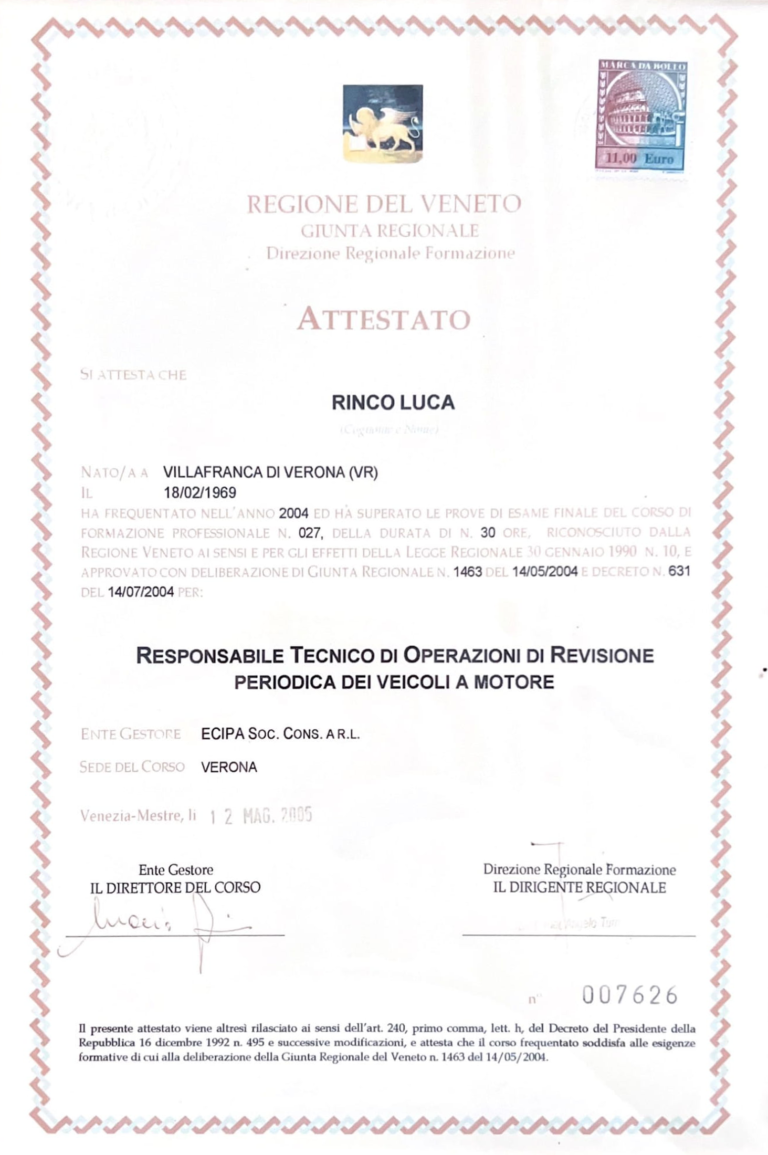 ATTESTATO REVISIONI